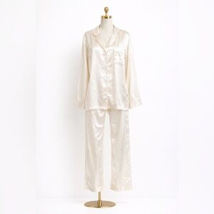 Vintage Satin, Cream/White Pajama Set